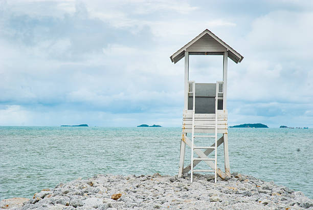 Wooden beacon on the stone in Thailand