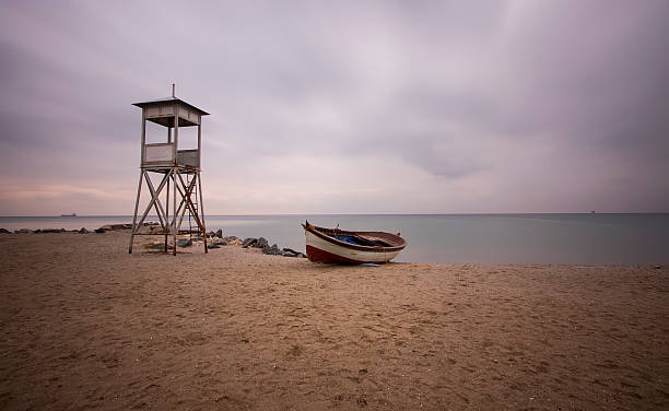 Lifeguard and long exposure sunset ..