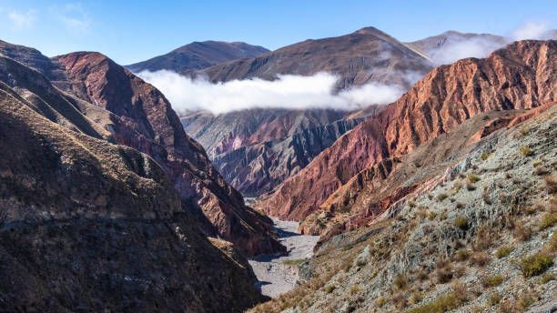 Colourful mountain range through old Inca trails in northern Argentina